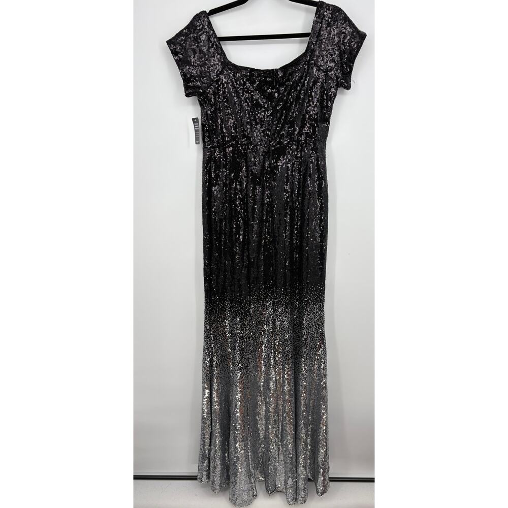 TORRID Black Ombre Sequin Black Silver Off Shoulder Full Length Gown Size 14 NEW - Picture 6 of 8